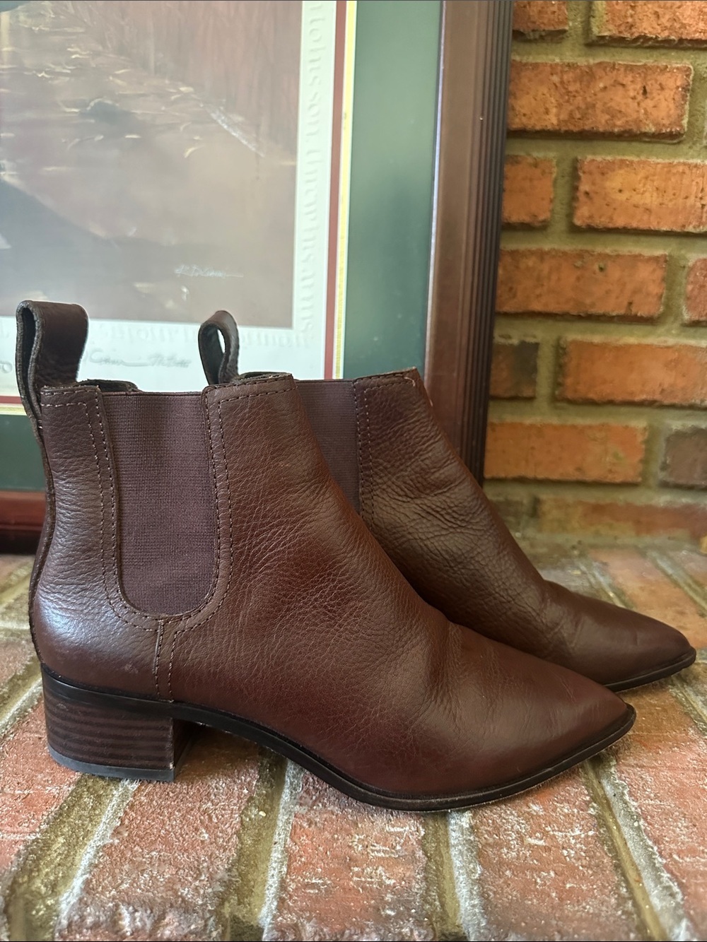 Loeffler Randall Women's Nellie Pebble Leather Chelsea Boot - Dark Brown, Sz 7.5